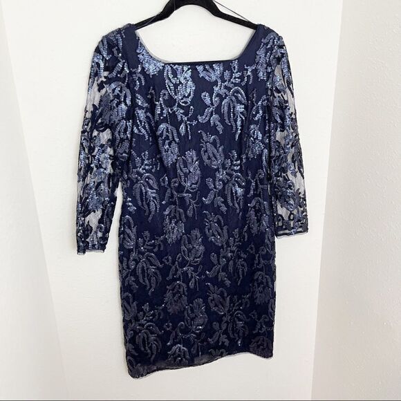 Adriana Papell Sequin Long Sleeve Mini Dress - Picture 6 of 8